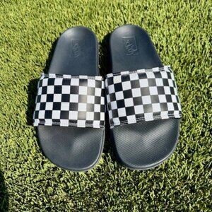 VANS La Costa Unisex Slides, Black/Checkerboard, Men's 9